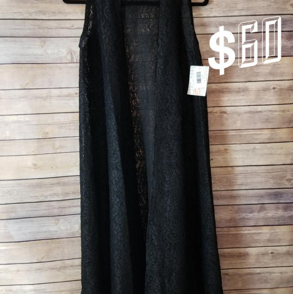 LuLaRoe Black Lace Joy Vest XS